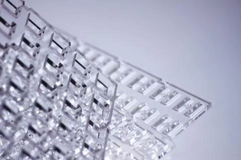 Abstract high-tech background. A sheet of transparent plastic or glass with the Stock Photos