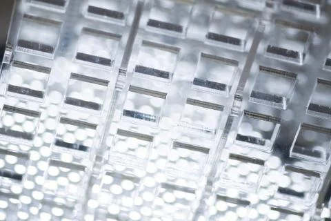 Abstract high-tech background. A sheet of transparent plastic or glass with the Stock Photos