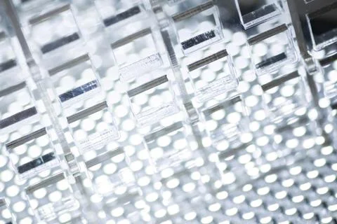 Abstract high-tech background. A sheet of transparent plastic or glass with the Stock Photos