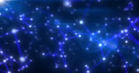 Abstract high tech blue glowing lines with dots and plexus triangles, abstr.. イラスト素材