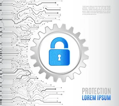 Abstract high tech circuit board. Technology data protection concept. 스톡 일러스트