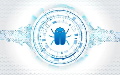 Abstract high tech circuit board with hacker bug. Stock Illustration