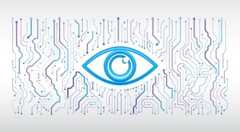 Abstract high tech circuit board. Eye cyber security concept. Stock Illustration