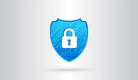 Abstract high tech circuit board. Security shield concept. Internet security. Stock Illustration