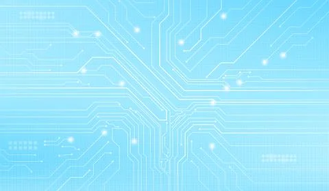 Abstract high tech circuit pattern on light blue Stock Illustration