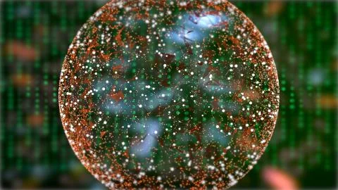 The abstract high-tech digital background with rows of numbers going down and Illustrazione stock