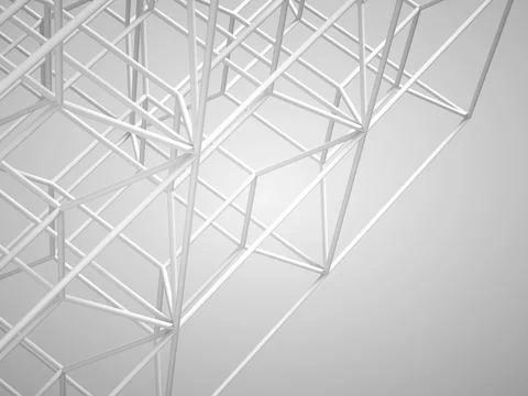 Abstract high-tech installation, white wire-frame mesh Illustrazione stock