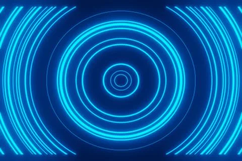 Abstract high-tech Sci-fi tunnel with neon lights 3d rendering Stock Illustration