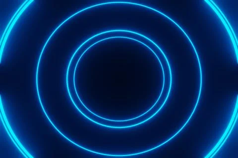 Abstract high-tech Sci-fi tunnel with neon lights 3d rendering Stock Illustration