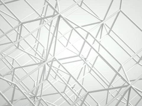 Abstract high-tech three dimensional pattern, white mesh Stock Illustration
