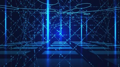 Abstract high technology with connecting dots and lines. Illustrazione stock