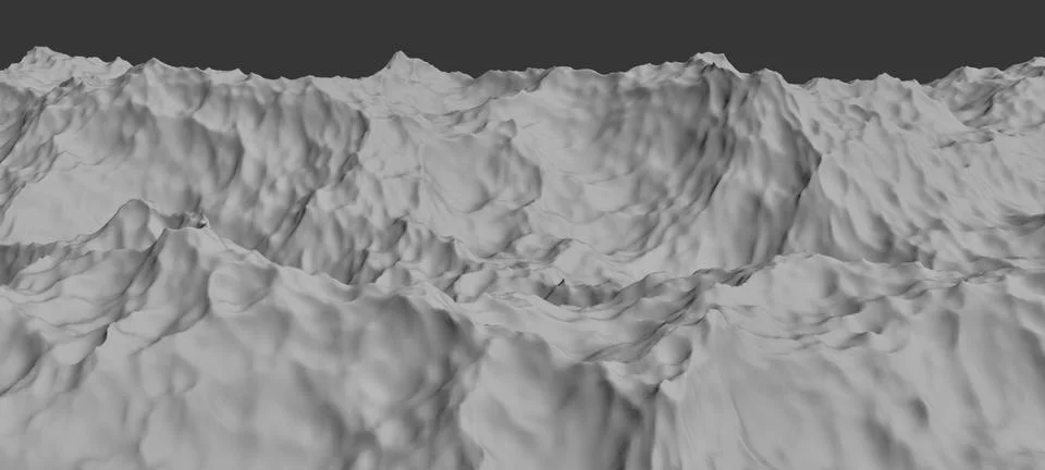 Abstract high tide wave background, mountain complex, illustration, 3D digita Stock Illustration