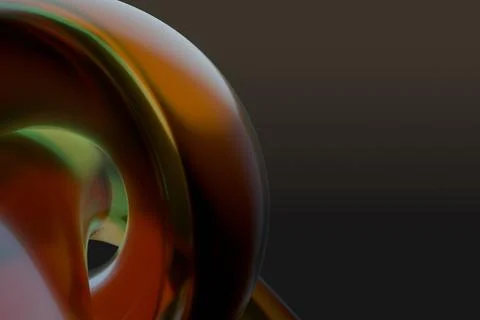 Abstract, highly reflective metallic object with a curved, toroidal form in.. Stock Illustration