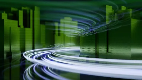 Abstract highway in the city seamless loop background. Cyberpunk city. Neon Stock Footage 252674210