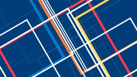 Abstract highway network graphic with bold intersecting lines in vivid blue.. Stock Illustration