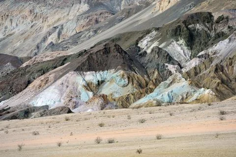 Abstract hill patterns at Artist's Drive, Death Valley, California Stock Photos