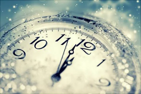 Abstract holiday background with clock close to midnight 库存照片