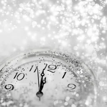 Abstract holiday background with clock close to midnight 库存照片