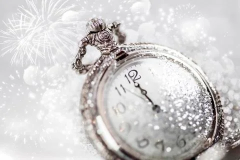 Abstract holiday background with clock close to midnight 库存照片