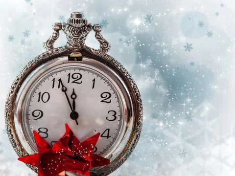 Abstract holiday background with clock close to midnight 库存照片