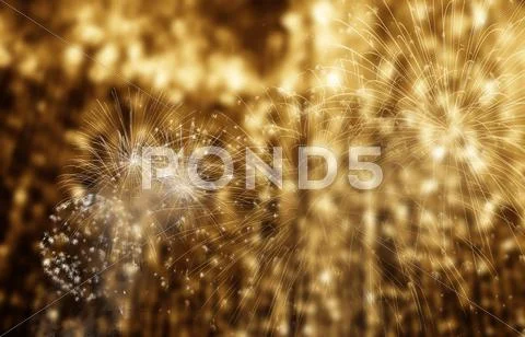 Abstract holiday background - fireworks at New Year and copy space Stock Photos