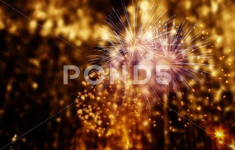 Abstract holiday background - fireworks at New Year and copy space Stock Photos