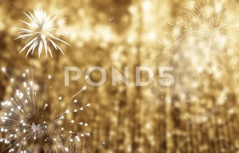 Abstract holiday background - fireworks at New Year and copy space Stock Photos