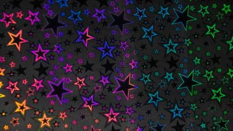 Abstract holiday background five pointed stars multicolor glow iridescence pa Stock-Fotos