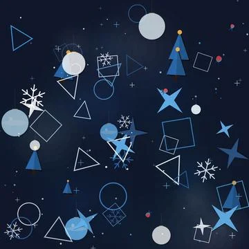 Abstract Holiday Celebration Pattern Featuring Christmas Elements on Dark B.. Stock Illustration