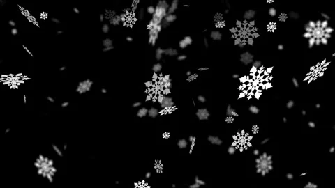 Abstract holiday overlay background with random snowflakes falling blown by wind Stock Footage 256108235