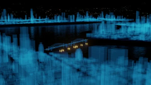 Abstract hologram 3D Big Data Digital City Stock Footage 140049677