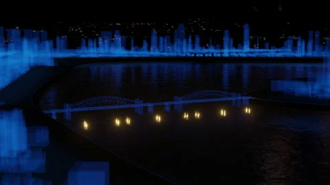 Abstract hologram 3D Big Data Digital City Stock Footage 140050560