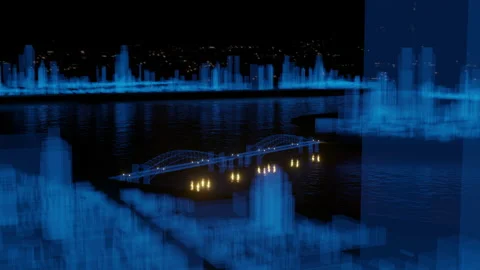 Abstract hologram 3D Big Data Digital City Video stock 140051013