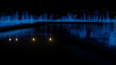 Abstract hologram 3D Big Data Digital City Stock Footage 140051422