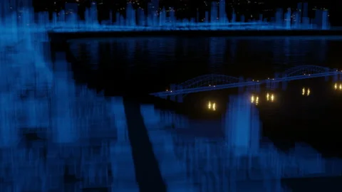 Abstract hologram 3D Big Data Digital City Stock Footage 140051811