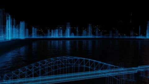 Abstract hologram 3D Big Data Digital City Stock Footage 140052861