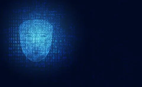 Abstract hologram computing face  artificial intelligence for identity innova Stock-Illustration