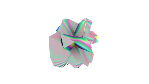An abstract holographic diamond with sharp edges is continuously changing its Stock Footage 163983320