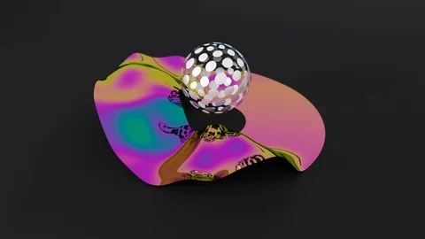 Abstract holographic flying object. 3d shapes, 4k animation render looping foota Stock Footage 105214003