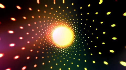 Abstract Holographic Light Tunnel Vortex with Glowing Dots and Vivid Multi-.. Stock Footage 345453512