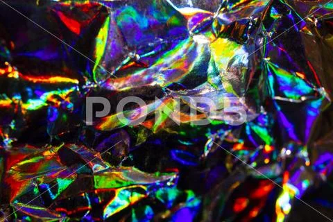 Abstract Holographic Multicolour Foil Sci-fi Rainbow Background Stock Photos
