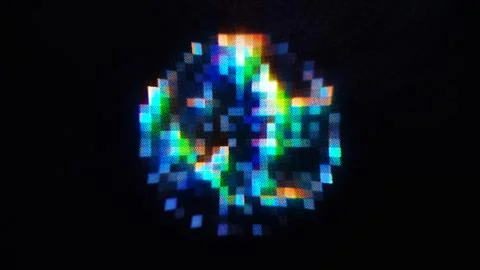 Abstract holographic pixelated sphere digital glitch Stock Illustration