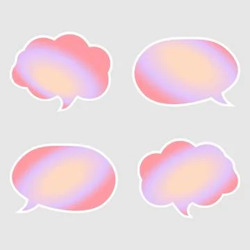 Abstract Holographic Speech Bubble Sticker Vector Set Illustration