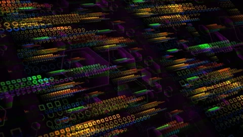 Abstract Holographic Technology Background with Digital Elements and Colorf.. Stock Footage 331691470