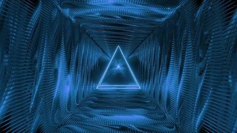 Abstract holy glowing triangle wireframe design with metal background 3d Stock-Illustration