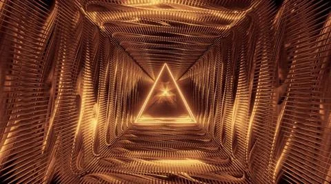 Abstract holy glowing triangle wireframe design with metal background 3d r... Stockfoto's