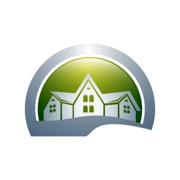 Abstract Home Circle Icon Vector Symbol Graphic Logo Design Set. Realty logo Illustrazione stock
