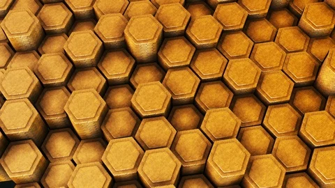 Abstract Honey Hexagons Background Random Motion, 3d  Animation Stock Footage 124643022