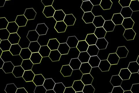 Abstract honeycomb pattern with black background Illustrazione stock