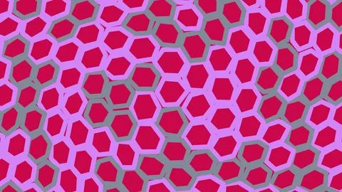 Abstract honeycomb pattern with pink and red shapes Stock Illustration